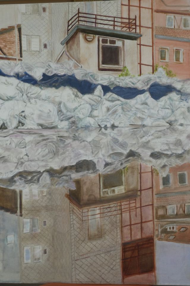 Blick aus dem Rathaus, 50cm×70cm, 2018, Öl