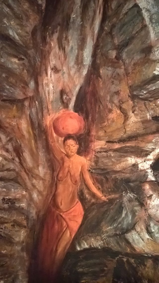 Buschfrau, 50cmx90cm, 2016, Öl